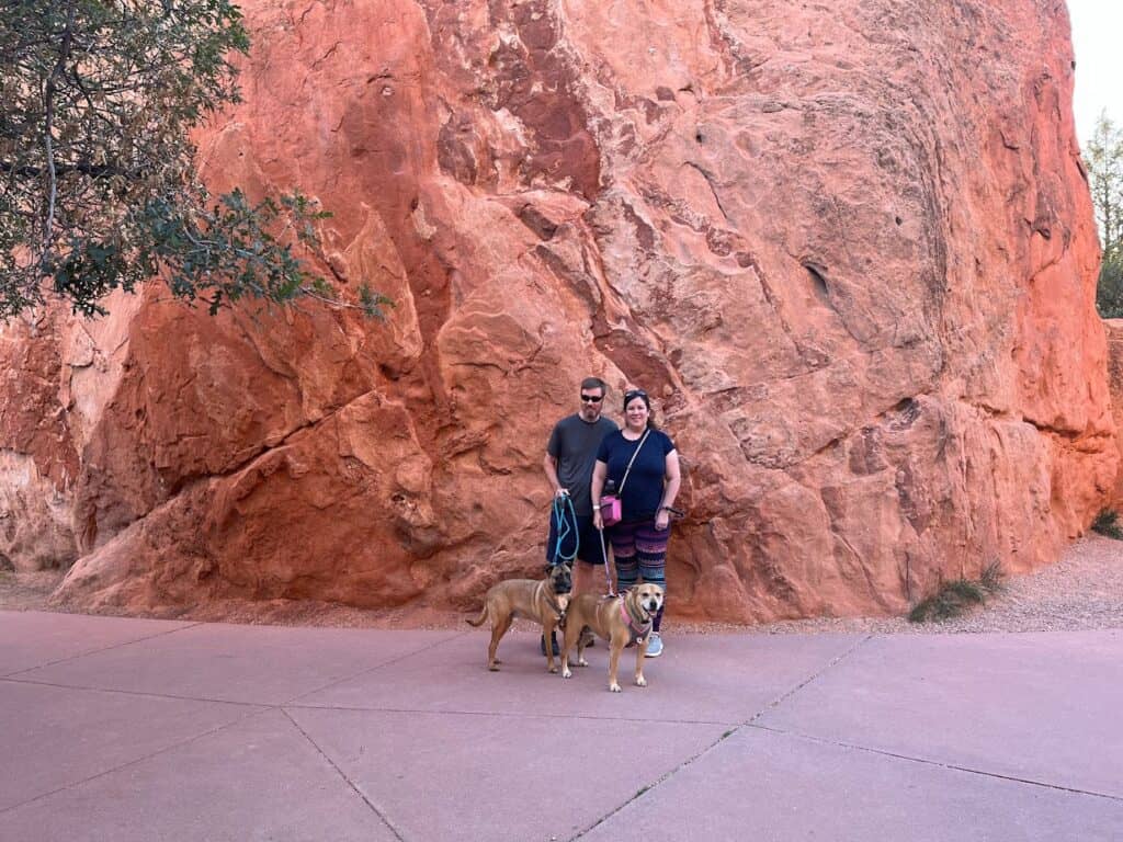 walking a nervous dog - image of Roxy & Rico in Garden of The Gods